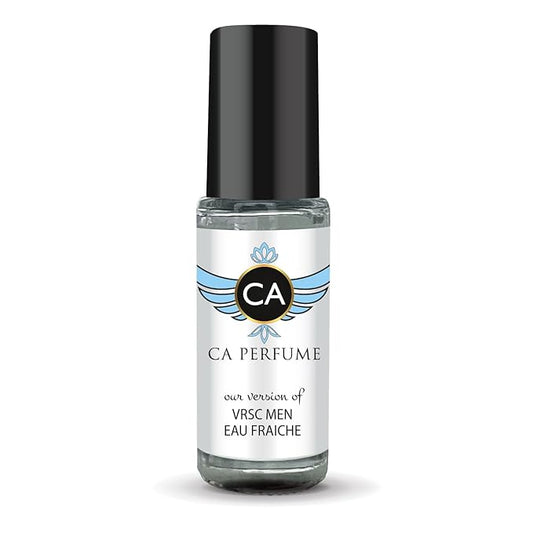 CA Perfume Impression of Vrs Men Eau Fraiche Perfume Oil Woody Aquatic Scent Long Lasting Cologne for Men Travel Size Mini Perfume Sample TSA Ready Body Oil Roll-on 0.14 Fl Oz 4ml