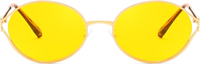 FEISEDY Retro Oval Small Sunglasses for Women Men 90s Trendy Classic Y2K Frame Round Shades UV400 Protection B9164