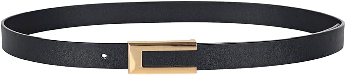 Women's Fashion Classic Metal Buckle Leather Belt with Jeans Dress