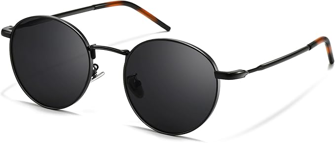 SUNGAIT Ponderable Metal Round Sunglasses for Men Women Classic Vintage Polarized Circle Sun Glasses