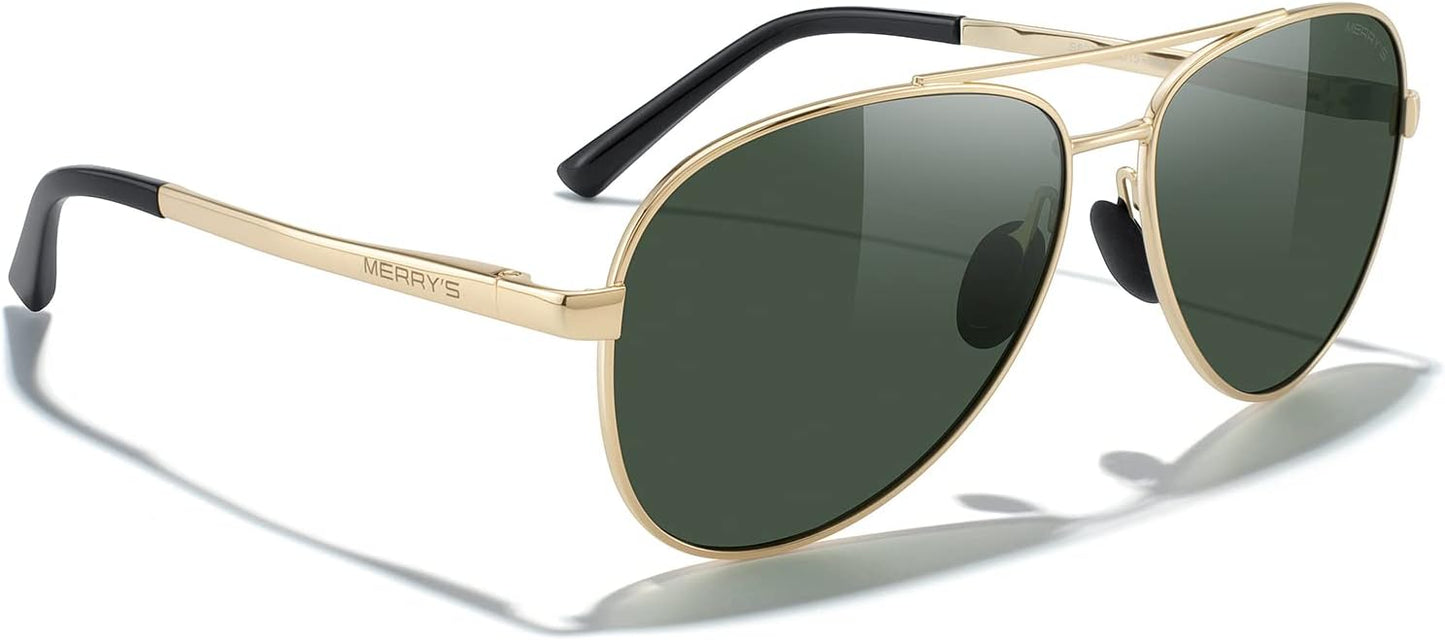 MERRY'S Aviator Sunglasses for Men Women - Polarized Driving Sun glasses Mirrored Lens UV 400 Protection 58 MM