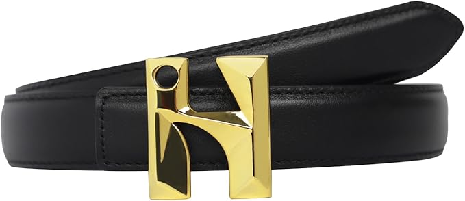 Women's Fashion Classic Metal Buckle Leather Belt with Jeans Dress