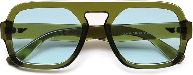 VANLINKER Oversized Retro Square Aviator Sunglasses for Women Men 70s Vintage Style Trendy Big Flat Top Sun Glasses VL9826