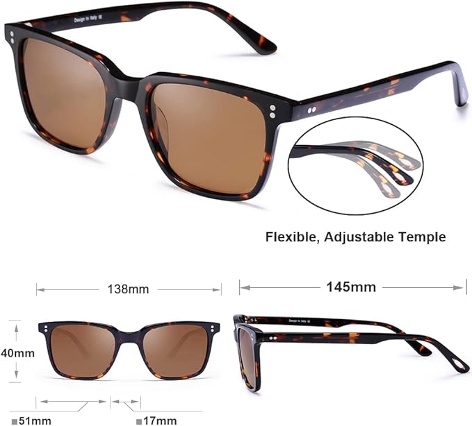 CARFIA Polarized Sunglasses for Women: Acetate, Small/Medium Size, UV400 Anti Glare CA5354