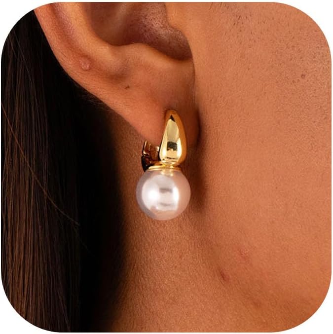 CHESKY Christmas Gifts Pearl Earrings for Women, Dainty 14K Gold Plated/Silver Plated Drop Quality Handpicked AAA+ Freshwater Cultured Round Pearls Dangle Earrings Wedding Jewelry for Women Gifts