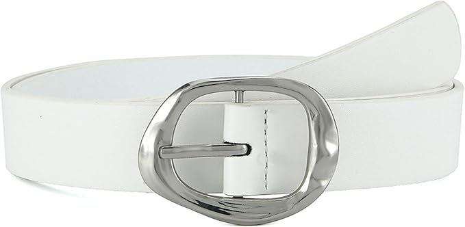 Earnda Leather Belts for Women Casual Fashion Waist Belt with Liquid Shapes Gold Buckle for Jeans Pants Dresses