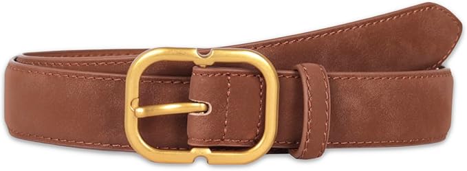 Women's Fashion Classic Metal Buckle Leather Belt with Jeans Dress