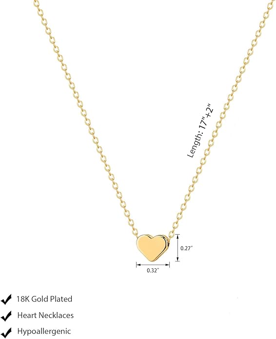 Cute Heart Necklace for Women Gold/Silver Plated Heart Pendant Choker Necklaces Tendy Love Heart Chain Necklace Dainty Gold/Silver Necklace Jewelry Gifts for Women