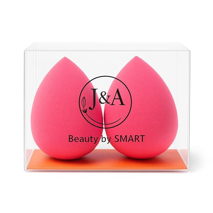 J&A Beauty - Set of 2 Latex - free Makeup Sponges,Pink Teardrop Blenders, Professional Reusable Applicators for Foundation and Conealer