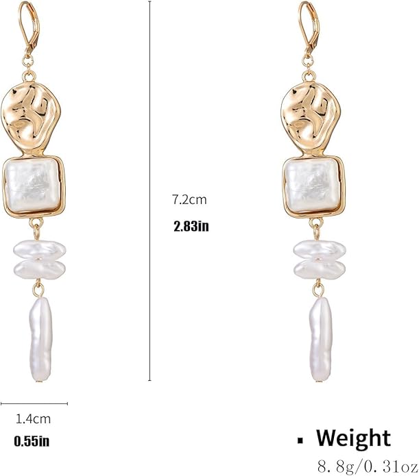 Statement Pearl Dangle Earrings,Gold and Large Pearl,Luxury Chandelier Organic Style Earrings