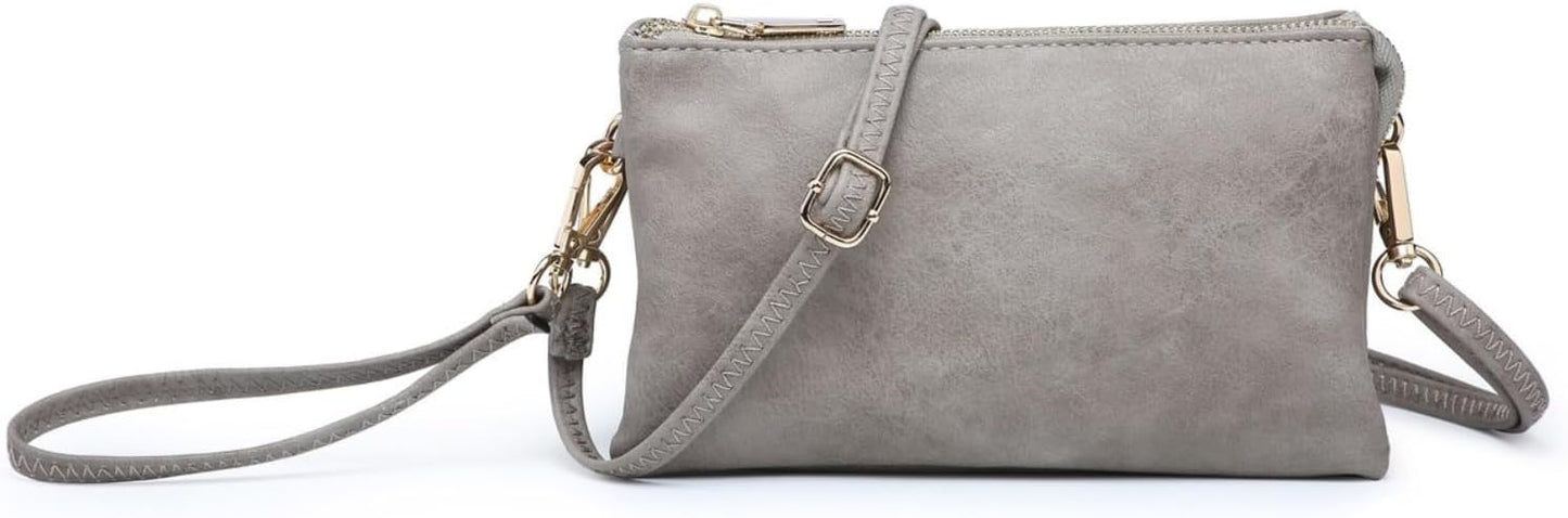 JEN & CO. Riley Small Crossbody Bags for Women Vegan Leather Wristlet Clutch Wallet Purses Handbags with 2 Straps