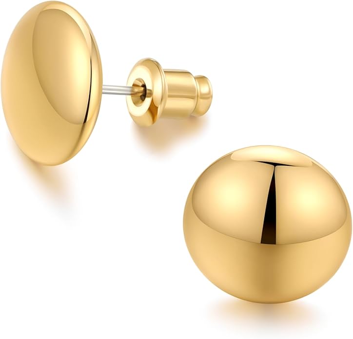 FAMARINE Dot Earrings Gold Silver Stud Earrings for Women Flat Round Earring Minimalist Earring