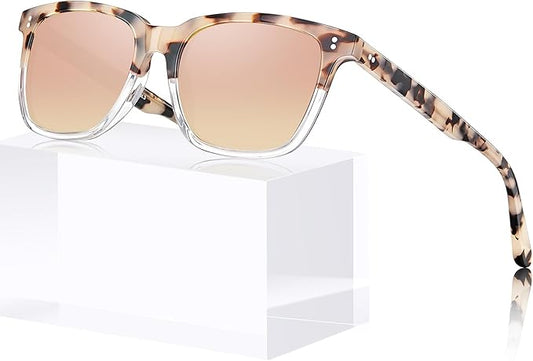 CARFIA Polarized Sunglasses for Women: Acetate, Small/Medium Size, UV400 Anti Glare CA5354