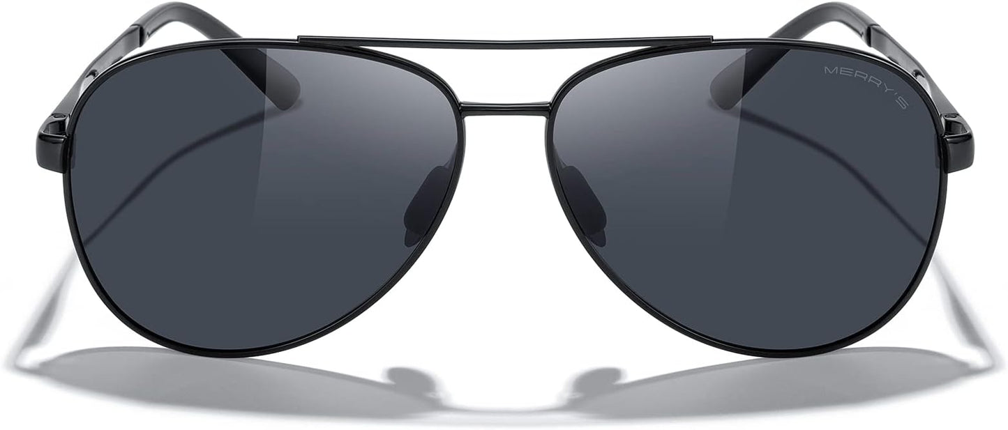 MERRY'S Aviator Sunglasses for Men Women - Polarized Driving Sun glasses Mirrored Lens UV 400 Protection 58 MM