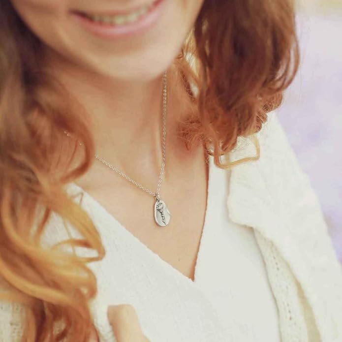 LISA LEONARD DESIGNS Pewter Birth Flower Pendant Necklace Minimalist Jewelry Necklaces For Women Gift For Her Dainty Necklaces
