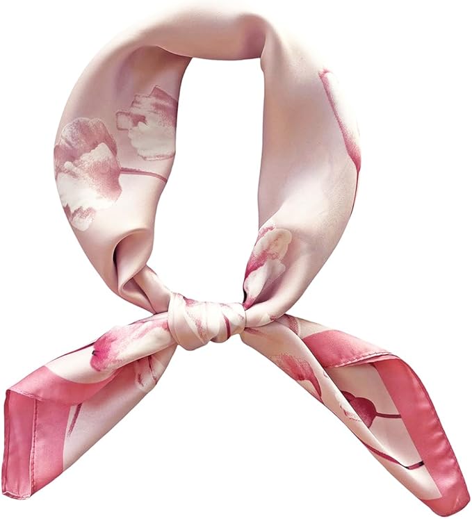 FONYVE Silk Feeling Scarf Medium Square Satin Head Scarf for Women 27.5 × 27.5 inches