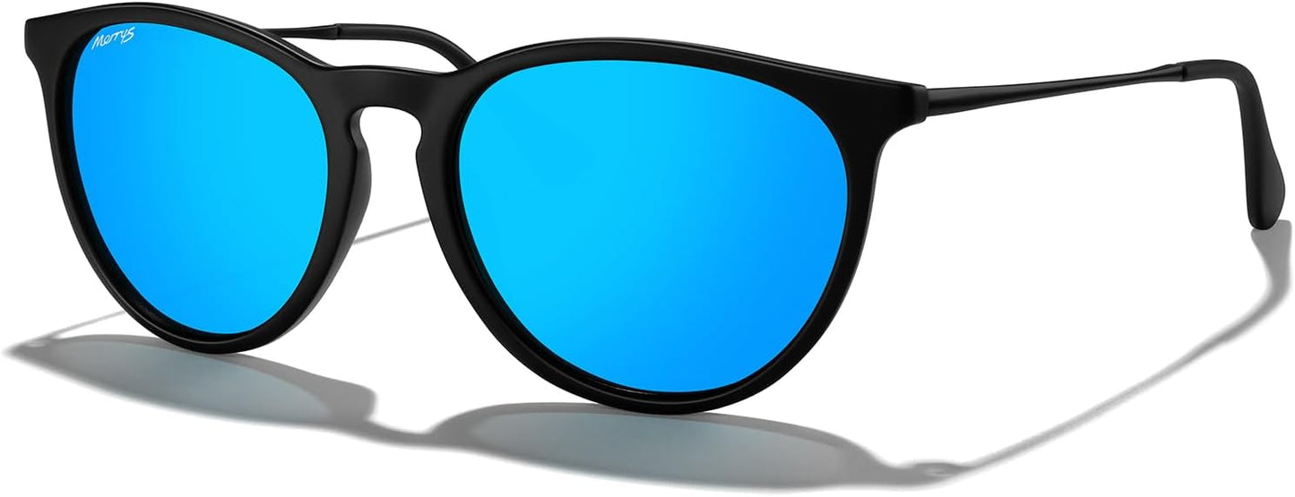 MERRY'S Vintage Polarized Sunglasses for Women Men Retro Round Mirrored Lens Sun glasses UV400