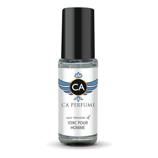 CA Perfume Impression of Vsrc Pour Homme for Men Perfume Oil Aromatic Fougere Scent Long Lasting Cologne for Men Travel Size Mini Perfume Sample TSA Ready Body Oil Roll-on 0.14 Fl Oz 4ml