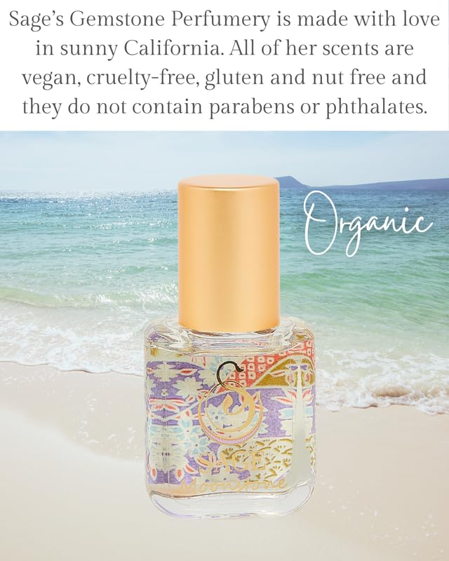 The Sage Lifestyle Moonstone Roll On, Oil, Extract, Gardenia, Lily, Vanilla Musk, Egyptian Musk, Perfume for Women, Long Lasting, Floral Fragrance, Parfum, 1/4 oz, Travel Size, Mini Perfume for Women
