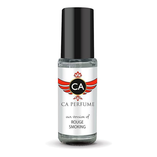 CA Perfume Impression of Rouge Smoking Unisex Fragrance Oil Amber Scent Long Lasting Perfumes for Women & Men Travel Size TSA Ready Mini Parfum Body Oil Roll-on 0.14 Fl Oz 4ml