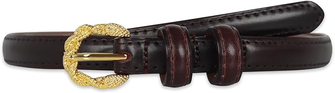 Women's Fashion Classic Metal Buckle Leather Belt with Jeans Dress