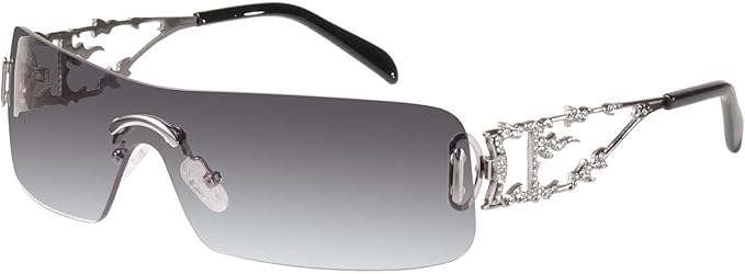 mosanana Y2K Rhinestone Flame Rectangle Sunglasses for Women with Bling Glitter MS52350
