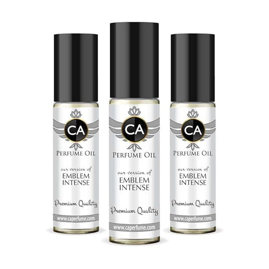 CA Perfume Impression of Emblem Intense for Men Eau De Parfum Aromatic Spicy Scent Long Lasting Cologne for Men Travel Size TSA Ready for Day and Night Wear 0.33 Fl Oz 10ml (Pack of 3)