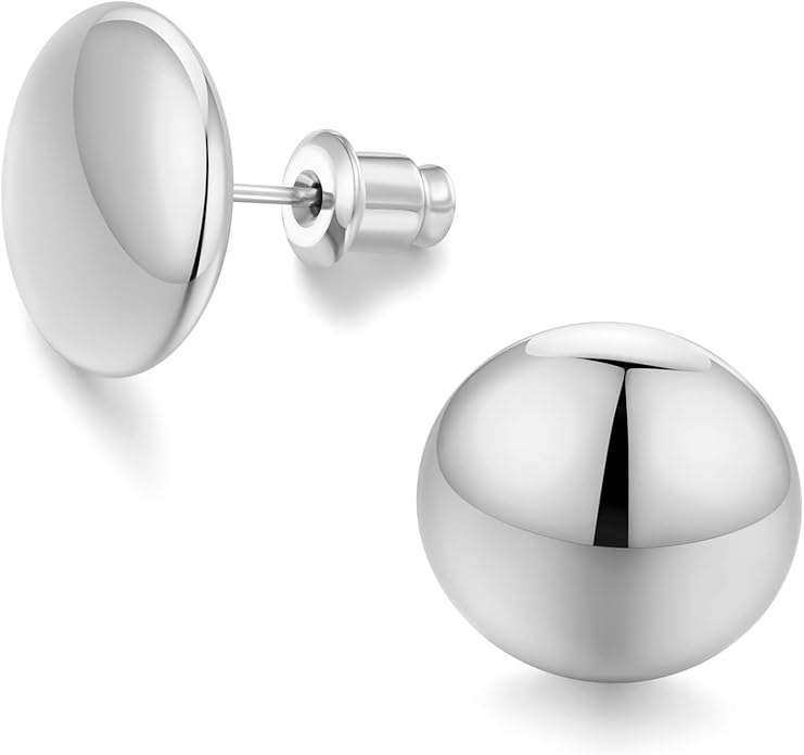 FAMARINE Dot Earrings Gold Silver Stud Earrings for Women Flat Round Earring Minimalist Earring