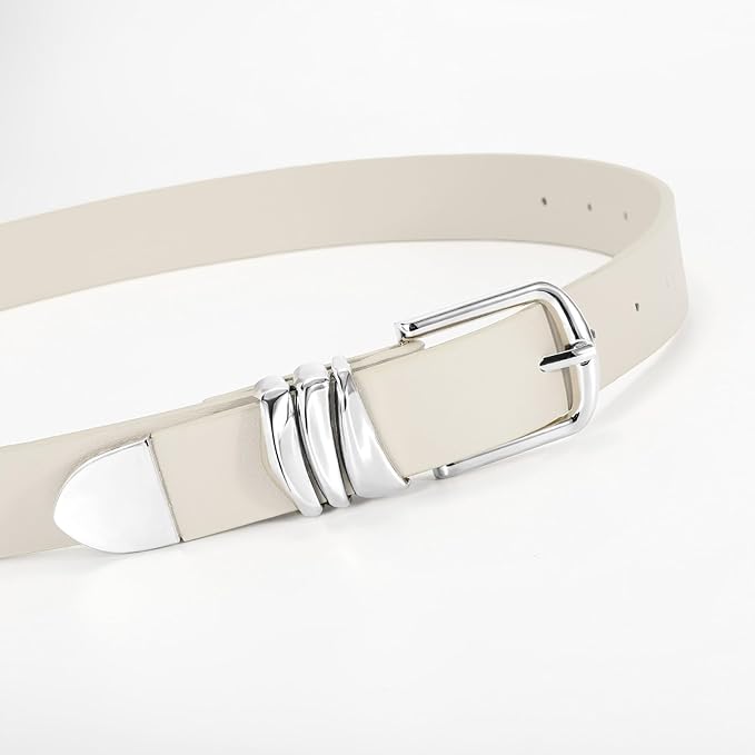 VONMELLI Women's Belt for Jeans Dress Leather Belt for Women Fashion Waist Ladies Belt with Silver Buckle