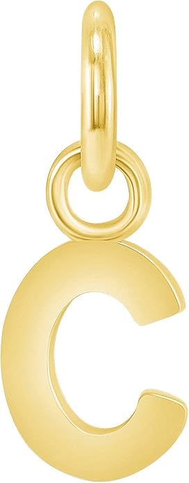 Takar Dainty 10K Gold Mini Initial Letter Pendant, A-Z Bold Gold Letter Charm For Women And Men, Personalized Pendant Charms, Christmas Gift for Women and Men Made In USA