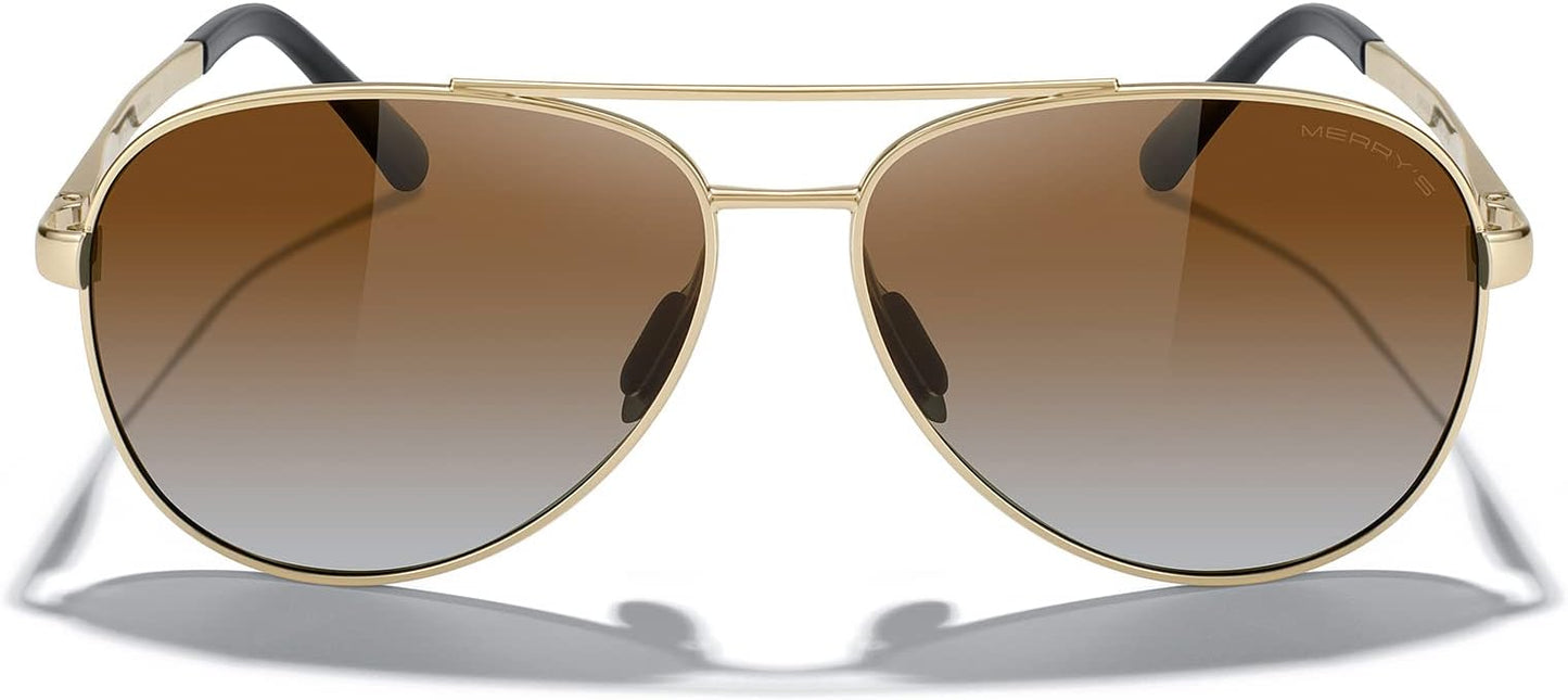 MERRY'S Aviator Sunglasses for Men Women - Polarized Driving Sun glasses Mirrored Lens UV 400 Protection 58 MM