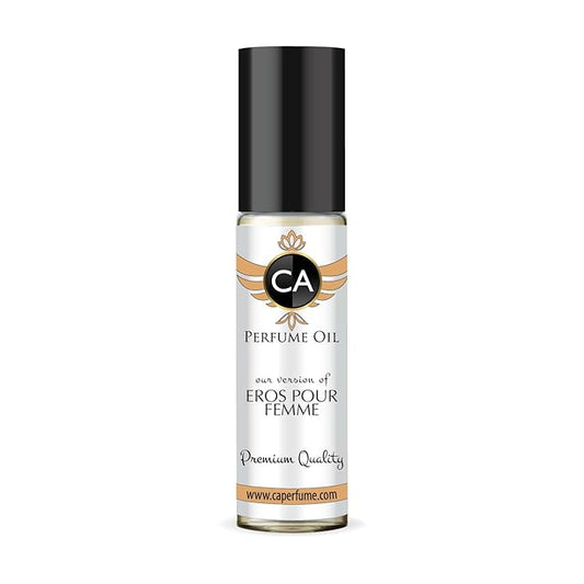 CA Perfume Impression of Eros Pour Femme Eau De Parfum Floral Woody Musk Scent Long Lasting Perfumes for Women Travel Size TSA Ready for Day and Night Wear 0.33 Fl Oz 10ml