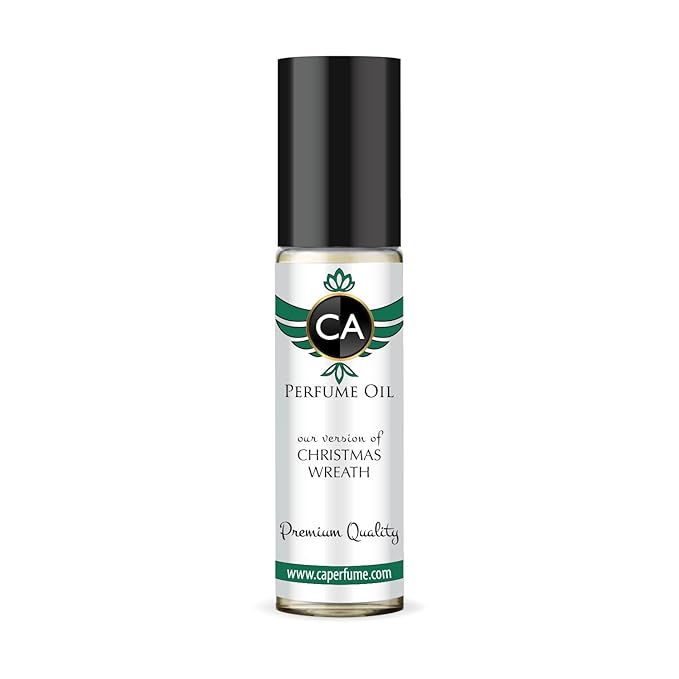 CA Perfume Originals Christmas Wreath Unisex Fragrance Oil Gourmand Scent Long Lasting Perfumes for Women & Men Travel Size TSA Ready Mini Parfum Body Oil Roll-on 0.33 Fl Oz 10ml