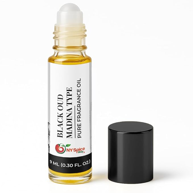 NY Spice Shop Black Oud Madina Musk Fragrance – Pack of 1 Musk and Oud Blend – Madina Fragrance Oil with Warm Deep Musky Long Lasting Aroma – Traditional Arabic Perfume for Personal Scent Collection