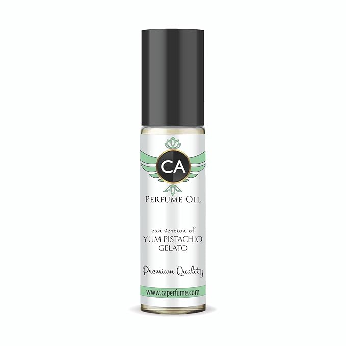 CA Perfume Impression of Yum Pistachio Gelato Unisex Fragrance Oil Gourmand Scent Long Lasting Perfumes for Women & Men Travel Size TSA Ready Mini Parfum Body Oil Roll-on 0.33 Fl Oz 10ml