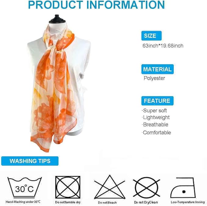Xyueanlo Scarfs for Women Lightweight Fashion Floral Printed Scarves Neck Scarf Sunscreen Wraps Shawls