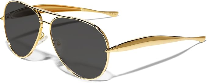 Retro Gold Aviator Sunglasses for Women Men, 2025 Metal Oversized 70s Aviators Sun Glasses