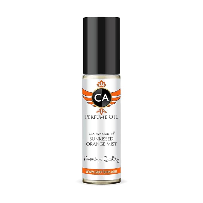 CA Perfume Originals Sunkissed Orange Mist Unisex Fragrance Oil Fruity Scent Long Lasting Perfumes for Women & Men Travel Size TSA Ready Mini Parfum Body Oil Roll-on 0.33 Fl Oz 10ml