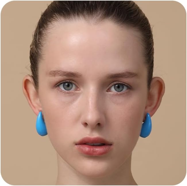 Apsvo Chunky 14K Gold Plated Hoop Earrings for Women, Lightweight Waterdrop Hollow Open Hoops, Hypoallergenic Dupes Earrings