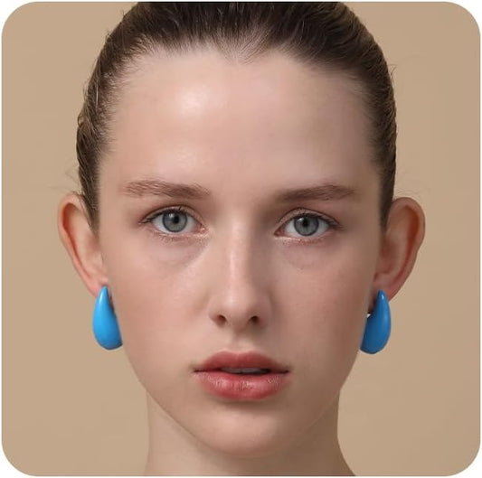 Apsvo Chunky 14K Gold Plated Hoop Earrings for Women, Lightweight Waterdrop Hollow Open Hoops, Hypoallergenic Dupes Earrings