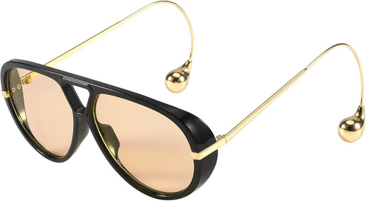 SODQW Oversized Aviator Sunglasses for Women With Earring Trendy Large Big XL Size 2025 Designer Ladies Shades