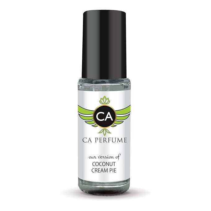 CA Perfume Originals Coconut Cream Pie Unisex Fragrance Oil Gourmand Scent Long Lasting Perfumes for Women & Men Travel Size TSA Ready Mini Parfum Body Oil Roll-on 0.14 Fl Oz 4ml
