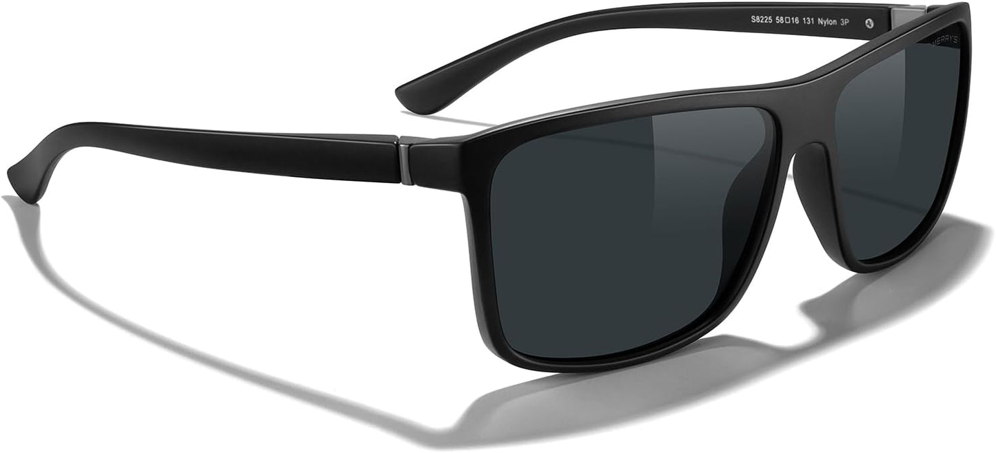 MERRY'S Rectangular Polarized Sports Sunglasses for Men Women Cycling Driving Fishing UV400 Protection S8225