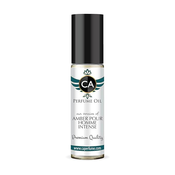 CA Perfume Impression of Amber Pour Homme Intense for Men Fragrance Oil Amber Fougere Scent Long Lasting Cologne for Men Travel Size TSA Ready Mini Parfum Body Oil Roll-on 0.33 Fl Oz 10ml