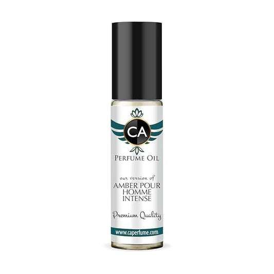 CA Perfume Impression of Amber Pour Homme Intense for Men Fragrance Oil Amber Fougere Scent Long Lasting Cologne for Men Travel Size TSA Ready Mini Parfum Body Oil Roll-on 0.33 Fl Oz 10ml