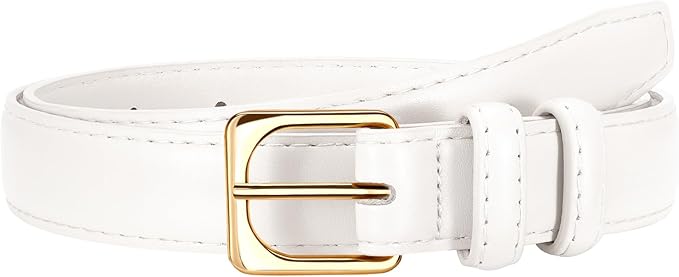VONMELLI Womens Thin Leather Belt for Jeans Pants Dress Fashion Skinny Belt with Gold Buckle for Women