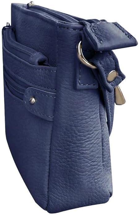 Cowhide Leather Women's Shoulder Purse Small Cross Body Organizer Bag with Many Pockets