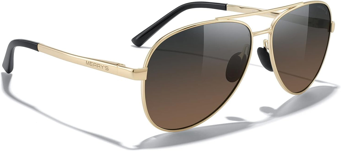 MERRY'S Aviator Sunglasses for Men Women - Polarized Driving Sun glasses Mirrored Lens UV 400 Protection 58 MM