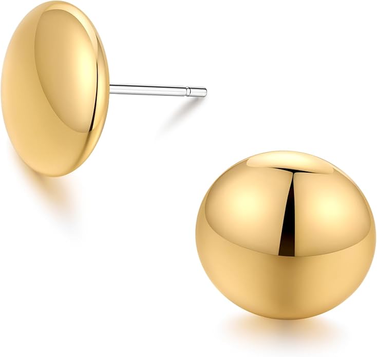 FAMARINE Dot Earrings Gold Silver Stud Earrings for Women Flat Round Earring Minimalist Earring