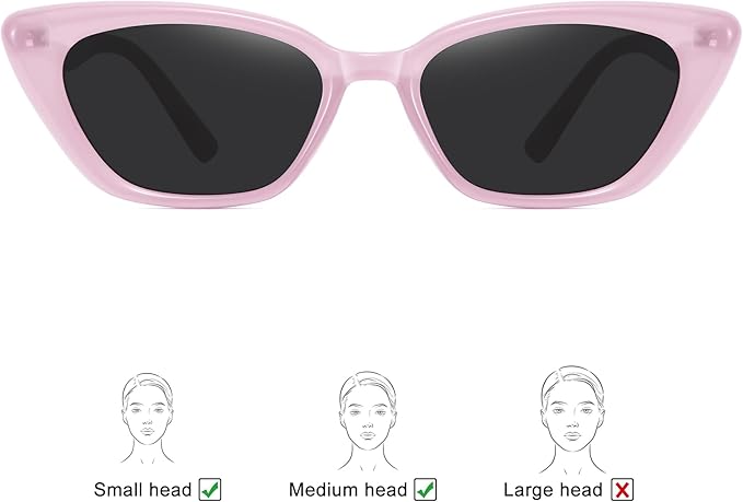 WOWSUN Small Cat Eye Sunglasses Womens Retro Narrow Trendy Polarized Sunglasses